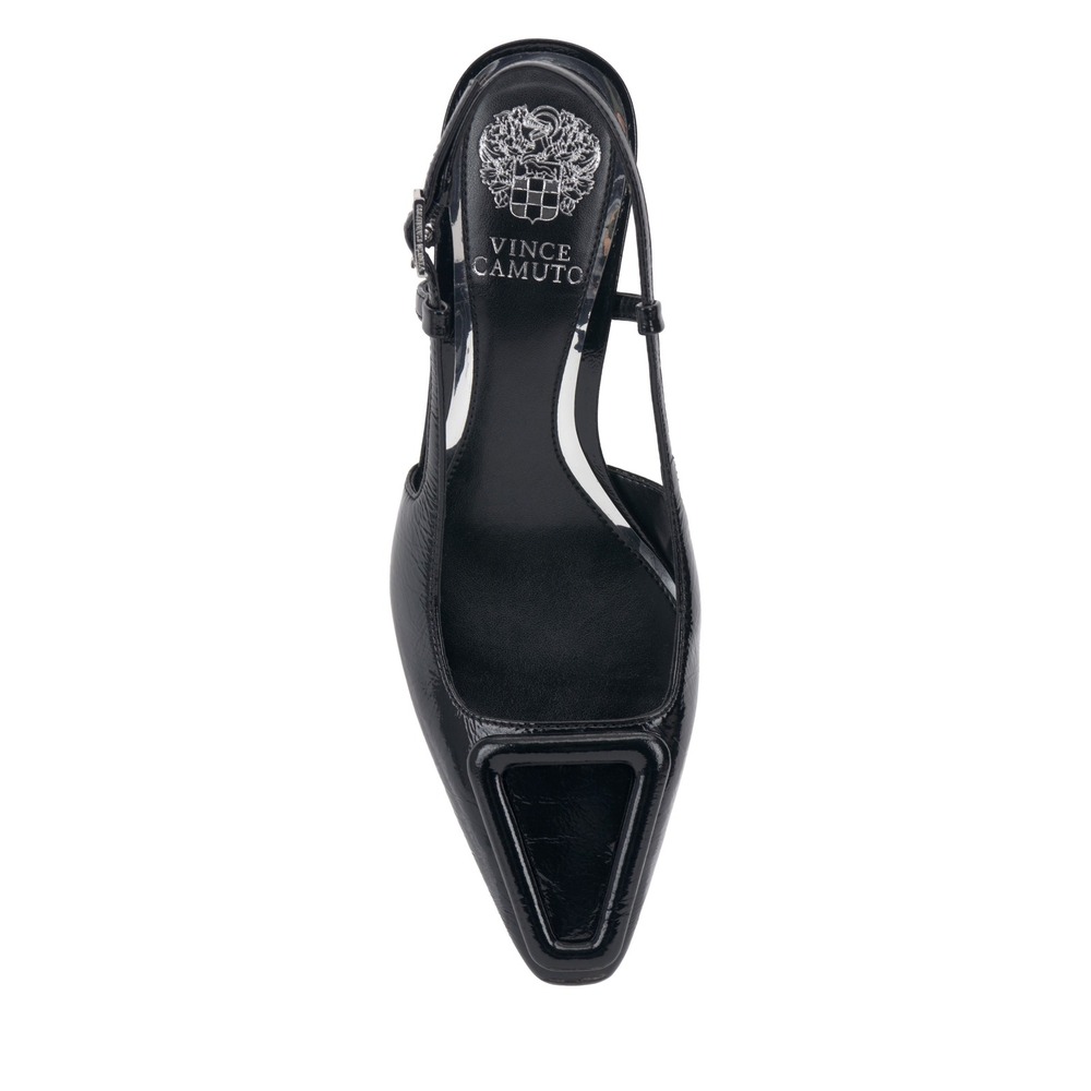 Vince Camuto Savvy Jet Black‎ Patent Croc Slingback Heels Shoes Size 5.5M